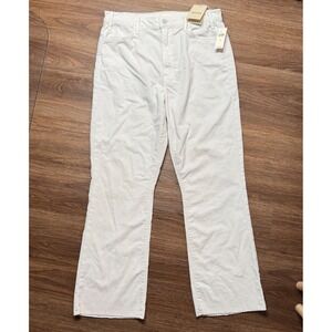 MOTHER NWT The Hustler Ankle Fray Corduroy‎ Pants Size 33 Hal Chalk Cream White